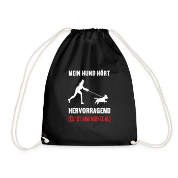 Mein Hund Hört aufs Wort Jack Russel terrierJackie - Turnbeutel - Schwarz - Vorne