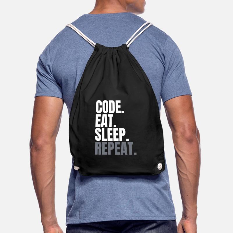 Code eat sleep repeat - Programmer Shirt Coding Drawstring Bag