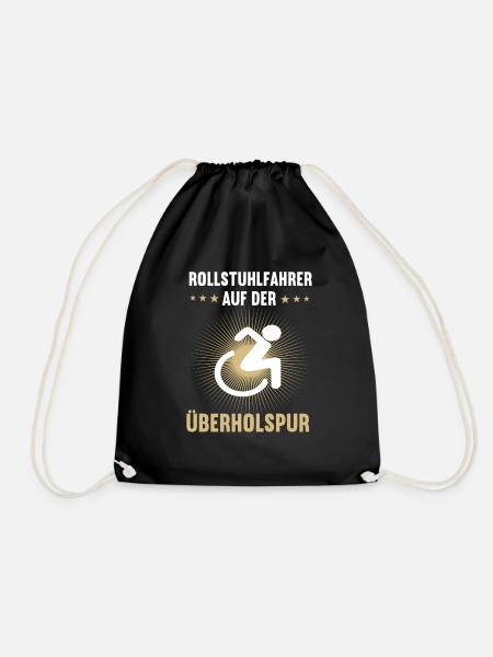 Rollstuhlfahrer auf der Überholspur Rollstuhl - Turnbeutel - Schwarz