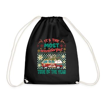 wonderful, christmas, weihnachten, ugly sweater - Turnbeutel - Schwarz - Vorne