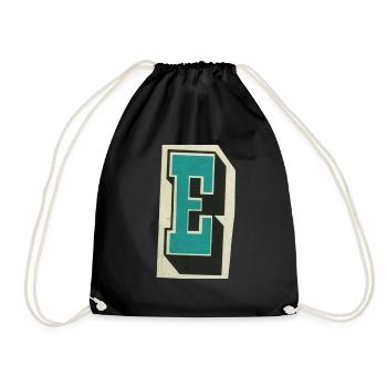 Letter E - Drawstring Bag - black - Front