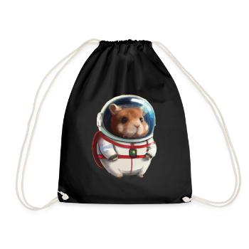 Hamster in Spacesuit Space Astronaut - Drawstring Bag - black - Front