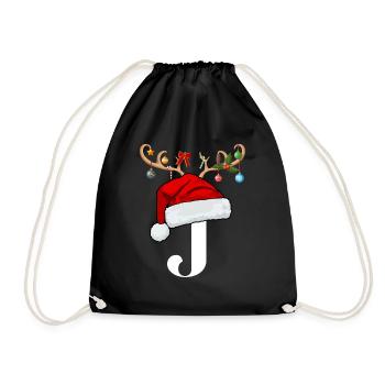 Lettre J bonnet de Noël - Sac de sport léger - noir - Devant