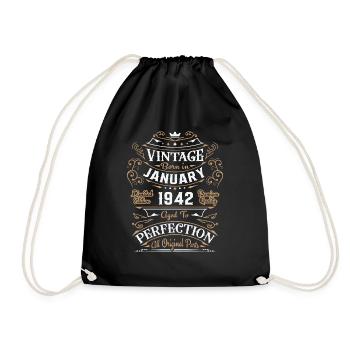 Vintage Janvier 1942, Rétro Cadeau D'anniversaire - Sac de sport léger - noir - Devant