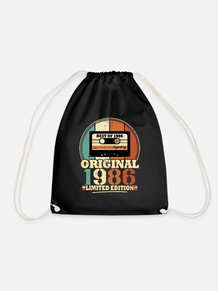 Original 1986 Retro Vintage Geburtstagsgeschenk - Turnbeutel - Schwarz