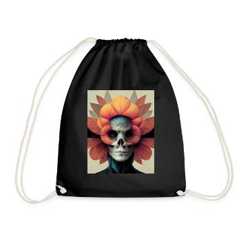 Skull Bauhaus vintage style v06 - Drawstring Bag - black - Front