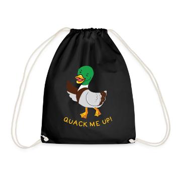 Quack me Up Duck Funny Animal Puns - Drawstring Bag - black - Front