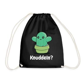 Kaktus zum Knuddeln- Lustiger süßer Kaktus - Turnbeutel - Schwarz - Vorne