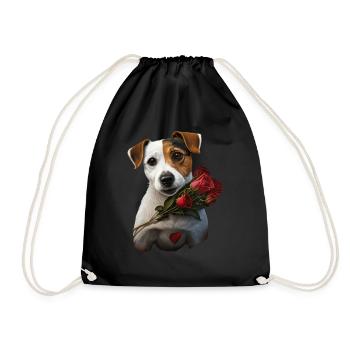 Jack Russell Terrier Valentine's Day - Drawstring Bag - black - Front