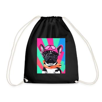 French Bulldog fashion chic style - Drawstring Bag - black - Front