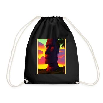 Moai Easter island portait sunset - Sac de sport léger - noir - Devant