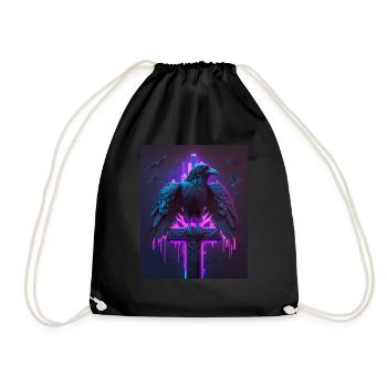 Portrait of a Raven Cyber - Drawstring Bag - black - Front
