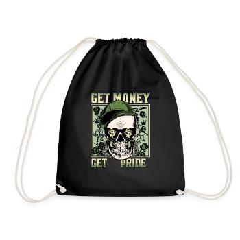 Get Money Streetwear Graffiti Skull - Turnbeutel - Schwarz - Vorne