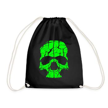 Green Zombie Skull - Drawstring Bag - black - Front