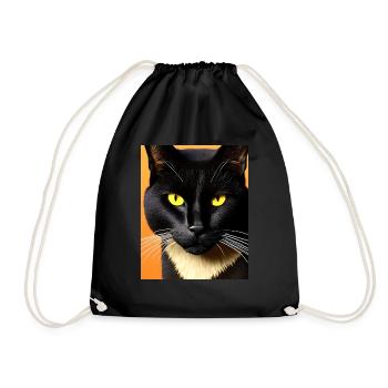süße katze gold schwarz - Turnbeutel - Schwarz - Vorne