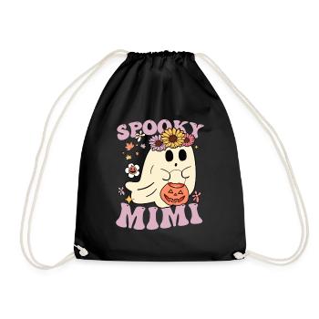 Spooky Mimi Femmes Floral Fantôme Grand-mère Citrouille - Sac de sport léger - noir - Devant