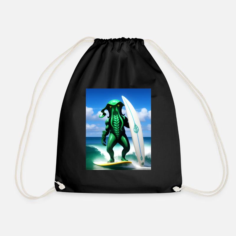 Surf Cthulu #002 - Turnbeutel - Schwarz