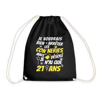 conneries 21 ans / humour anniversaire 21 ans - Sac de sport léger - noir - Devant