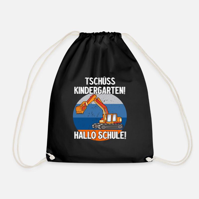 Bagger Tschüss Kindergarten Hallo Schule - Turnbeutel - Schwarz