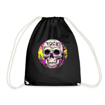 Rock Skull - Drawstring Bag - black - Front