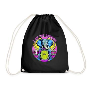 I am the drummer - Elephant - Turnbeutel - Schwarz - Vorne