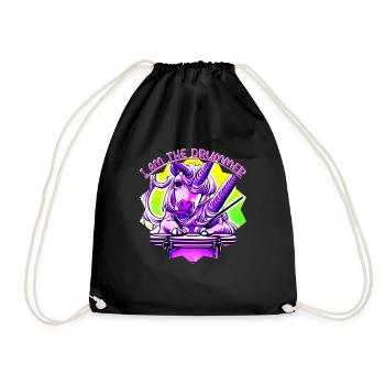 I am the drummer - Unicorn - Turnbeutel - Schwarz - Vorne