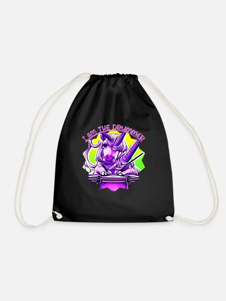 I am the drummer - Unicorn - Turnbeutel - Schwarz
