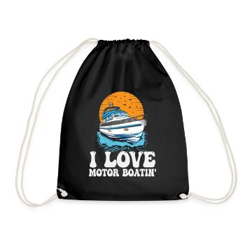 I Love Motor Boatin' Pontooning Motorboat Captain - Turnbeutel - Schwarz - Vorne