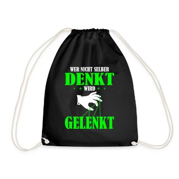 DENKT - Turnbeutel - Schwarz - Vorne
