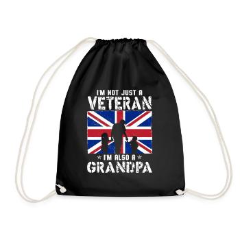 I'm Not Just A Veteran I m Also A Grandpa - Drawstring Bag - black - Front
