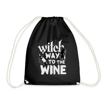 Halloween | Witch way to the Wine | Witches and wine - Drawstring Bag - black - Front