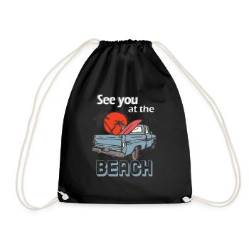 See you at the beach Beachlove Sunset - Turnbeutel - Schwarz - Vorne