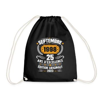 Cadeau anniversaire 25 Ans septembre 1998 Vintage - Sac de sport léger - noir - Devant