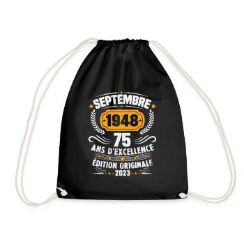 Cadeau anniversaire 75 Ans septembre 1948 Vintage - Sac de sport léger - noir - Devant