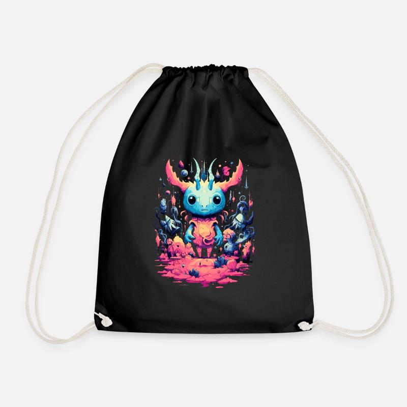 Creepy Halloween monsters - Drawstring Bag - black