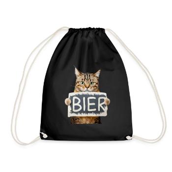 Bier - Turnbeutel - Schwarz - Vorne