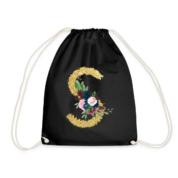 Lettre s gold floral - Sac de sport léger - noir - Devant