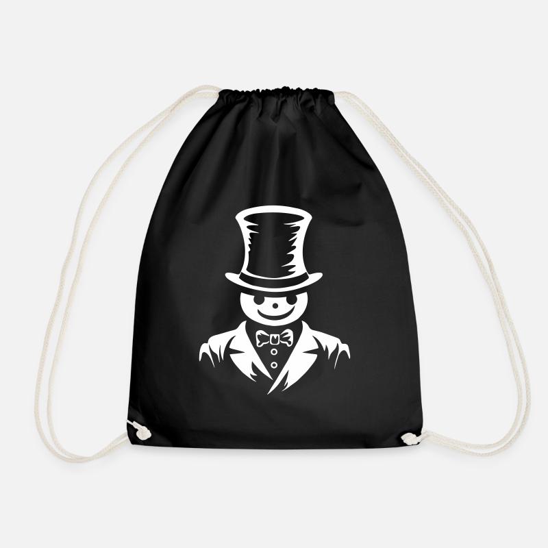 Snowman Winter Gent - Drawstring Bag - black