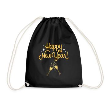 Happy New Year with sparkling wine - Drawstring Bag - black - Front