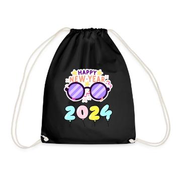 Happy New Year 2024 Brille - Turnbeutel - Schwarz - Vorne