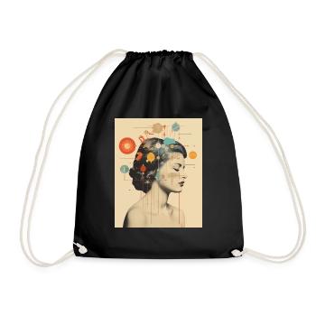 Aquarius collage art astrology - Drawstring Bag - black - Front