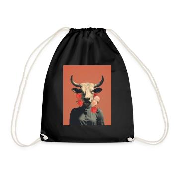 Woman cow surreal collage - Drawstring Bag - black - Front
