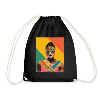 Femmes Lutte Mexicaine Art Vintage Papier Artisanat - Sac de sport léger - noir - Devant