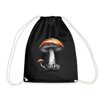 Pilz Steinpilz Champignon Natur Herbst Pfifferling - Turnbeutel - Schwarz - Vorne