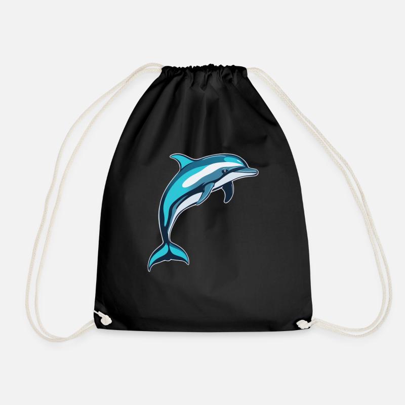 Dolphin, Dolphin, Animal, Sea, Dolphin, Water, Fish - Drawstring Bag - black