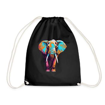 Elephant Elephant Animal Zoo Africa Savannah Safari - Drawstring Bag - black - Front