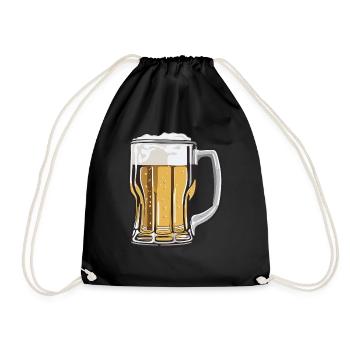 Beer Bier Geschenk Krug party feiern Fest glas - Turnbeutel - Schwarz - Vorne