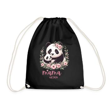 Mama est 2024 I Panda Bear Mum I First Time Mom - Drawstring Bag - black - Front