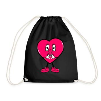 heart mr - Drawstring Bag - black - Front