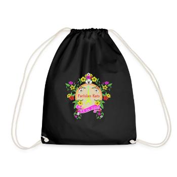 Paris Adventure Eiffel Parisian Rat Mouse Whiskers - Drawstring Bag - black - Front
